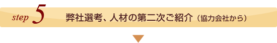 ステップ5、弊社選考、人材の第二次ご紹介（協力会社から）